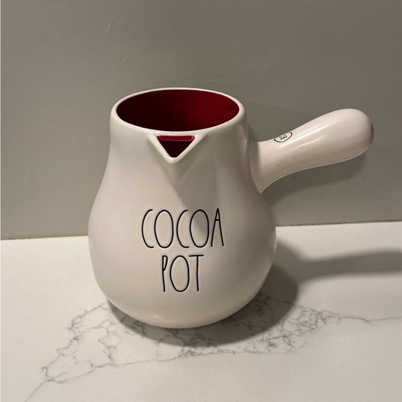 Rae Dunn White Cocoa Pot with Red Interior - Picture 2 of 9